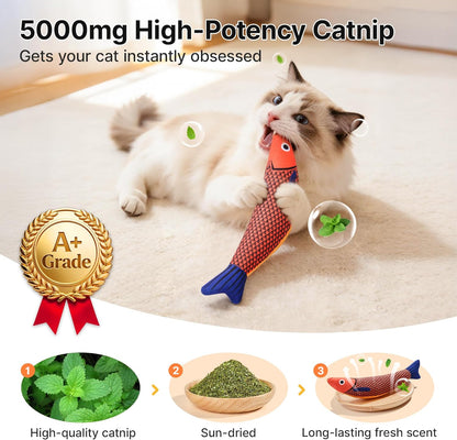 Potaroma Cat Toys Saury Fish, 3 Pack, Catnip Crinkle Sound, Soft and Durable, Interactive Kitten Kicker for Indoor Kitty Exercise 9.4 Inches for All Breeds