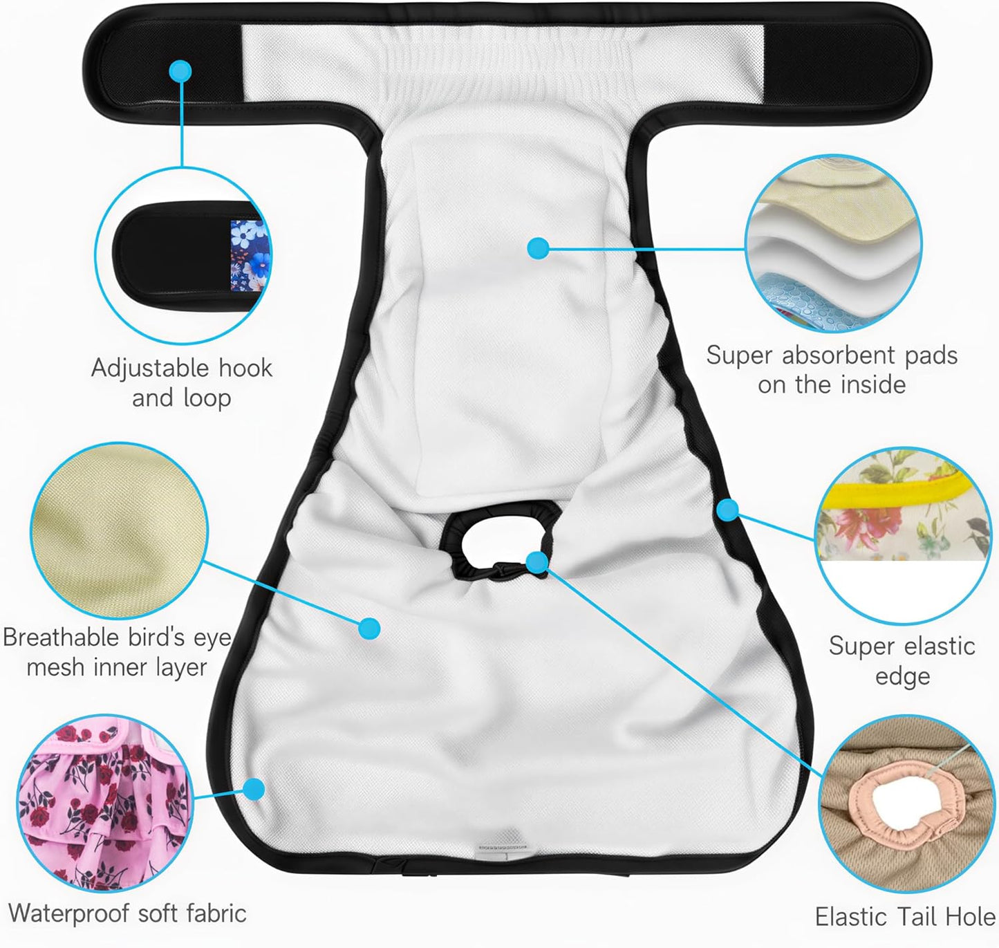 Reusable Super Absorbent & Leakproof Fixed Doggie Diapers for Dogs in Heat Cycle