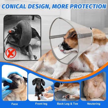 Dog Cone Collar to Stop Licking,Soft Mesh Recovery Collar After Surgery for Large Medium Small Dogs, Alternative to Elizabeth Cone of Shame (7,Grey)