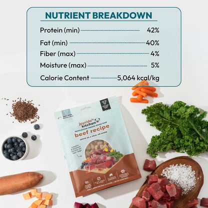 Joyride's Kitchen Freeze-Dried Raw Beef Dog Food – USA Sourced and Made – High-Protein, All-Natural Freeze Dried Meal or Topper, Human Grade - Perfect for Picky Eaters, Veterinarian Formulated