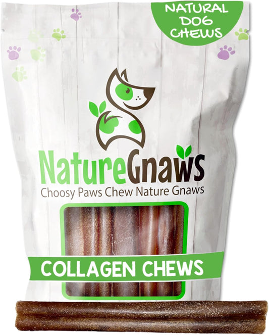 Nature Gnaws Collagen Sticks for Dogs 6" (12 Count) - Long Lasting for Small and Medium Dogs - Natural Beef Hide Dog Chew Bones