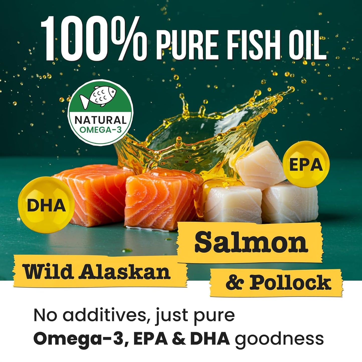 Omega 3 Fish Oil for Dogs & Cats - Made with Wild Alaskan Salmon Oil; Liquid Fish Oil Supplement for Pets with Omega 3 EPA+DHA Fatty Acids; Real Ingredients, Real Taste — Trusted by Vets!