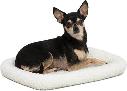 MidWest Homes for Pets QuietTime XXS Dog Bed – White Fleece Bolster, Ultra-Soft and Machine Washable, Fits 18-Inch Crates and Carriers, for Small Dogs and Cats