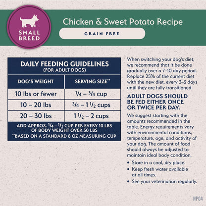 Natural Balance Limited Ingredient Small Breed Adult Grain-Free Dry Dog Food, Chicken & Sweet Potato Recipe, 4 Pound (Pack of 1)