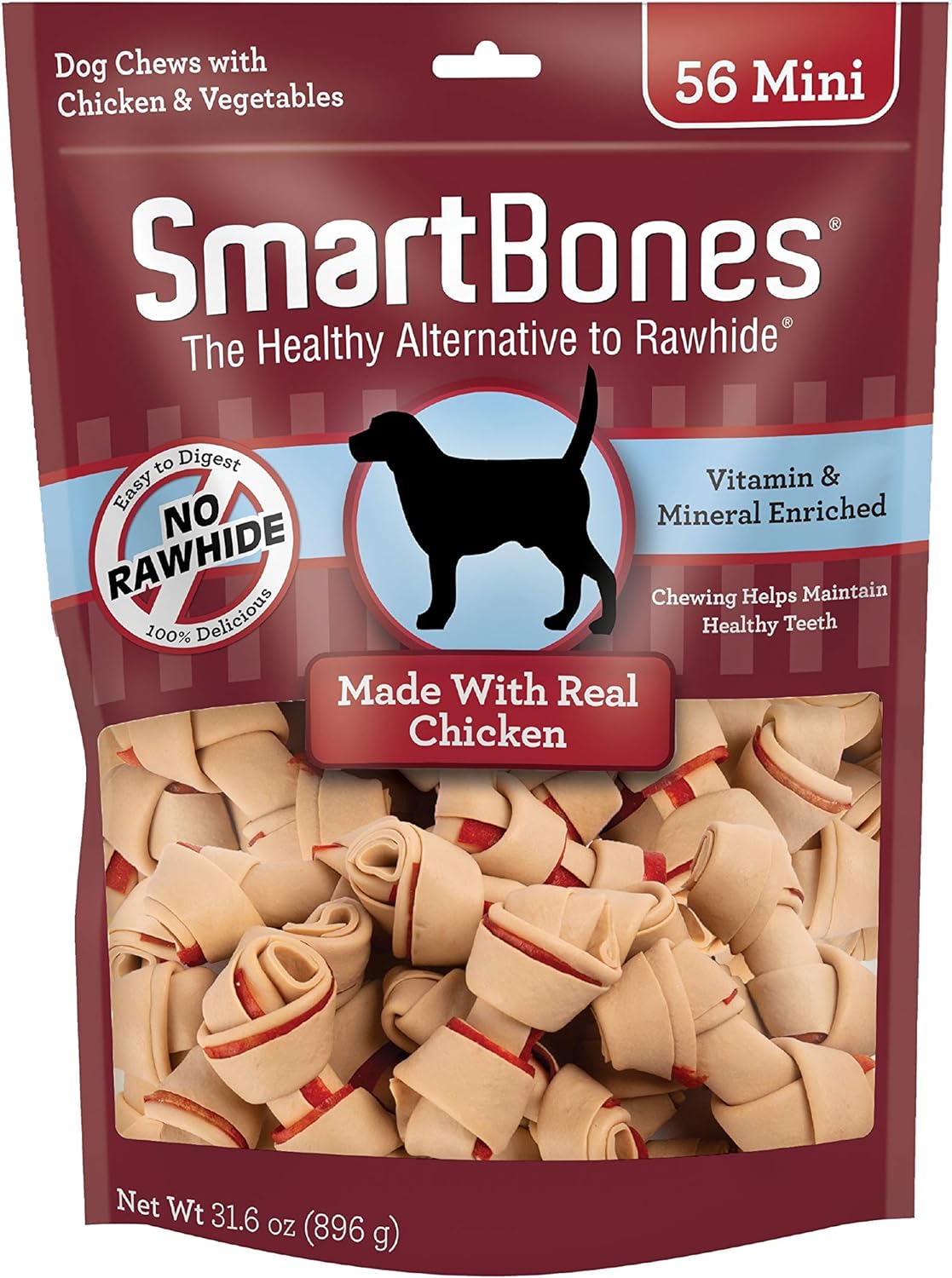 SmartBones Mini Bones with Real Chicken 56 Count, Rawhide-Free Chews for Dogs