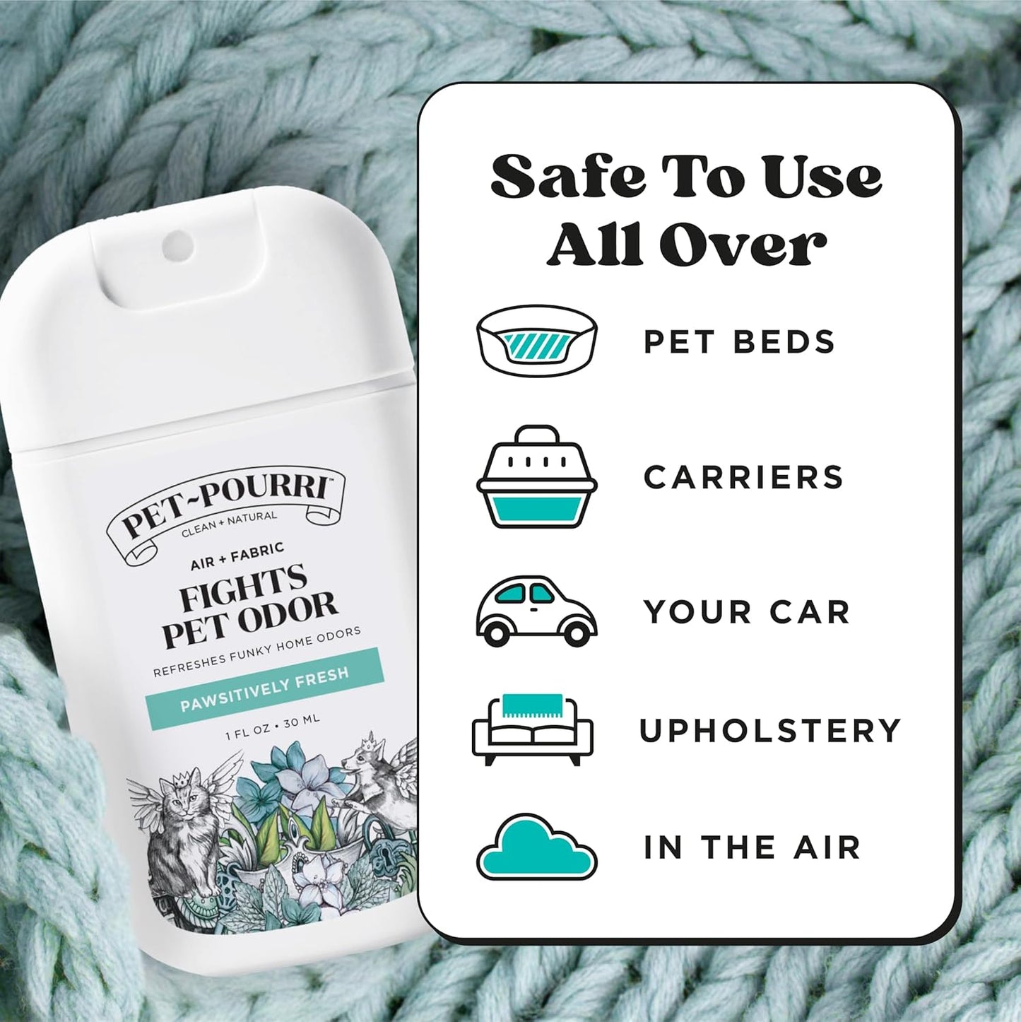 Poo-Pourri Pawsitively Fresh Pocket Deodorizer Spray – Dog & Cat Odor Remover – Plant Based Ingredients – Vet Recommended – Great for Air, Carpet, Fabric, Litter Box, Urine & Strong Pet Odors