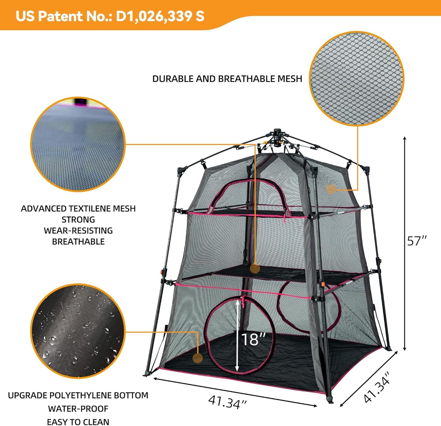 Extra Large Catio Cat Enclosure for Indoor and Outdoor with waterproof bottom,Itent 3 Tier Spacious Cat Tower Tent,Portable Cat Tent for Patio,Balcony, Deck & Camping Weatherproof & Sunproof(Patented)