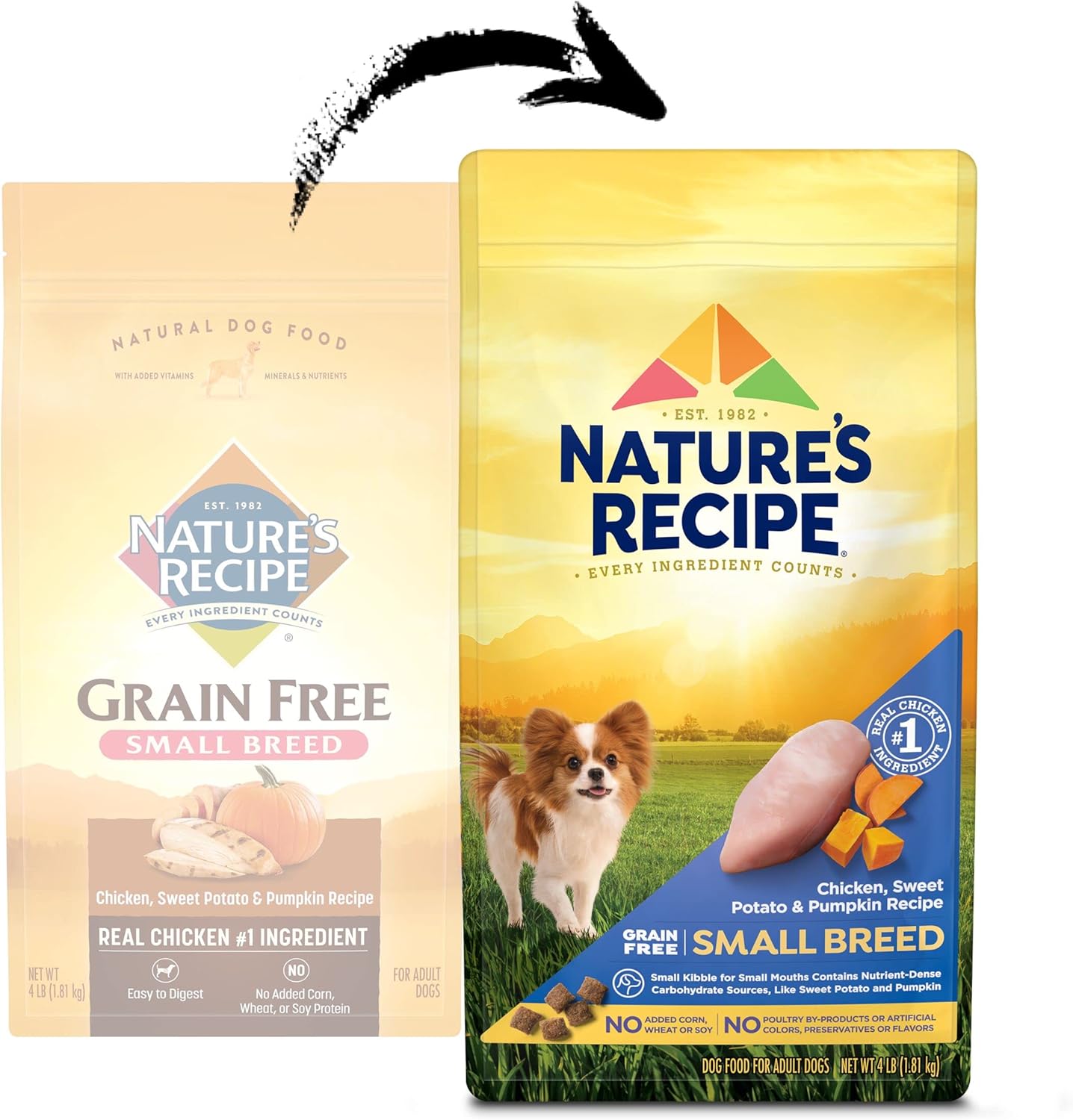 Nature's Recipe Grain Free Small Breed Dry Dog Food, Chicken, Sweet Potato & Pumpkin Recipe, 4 lb. Bag