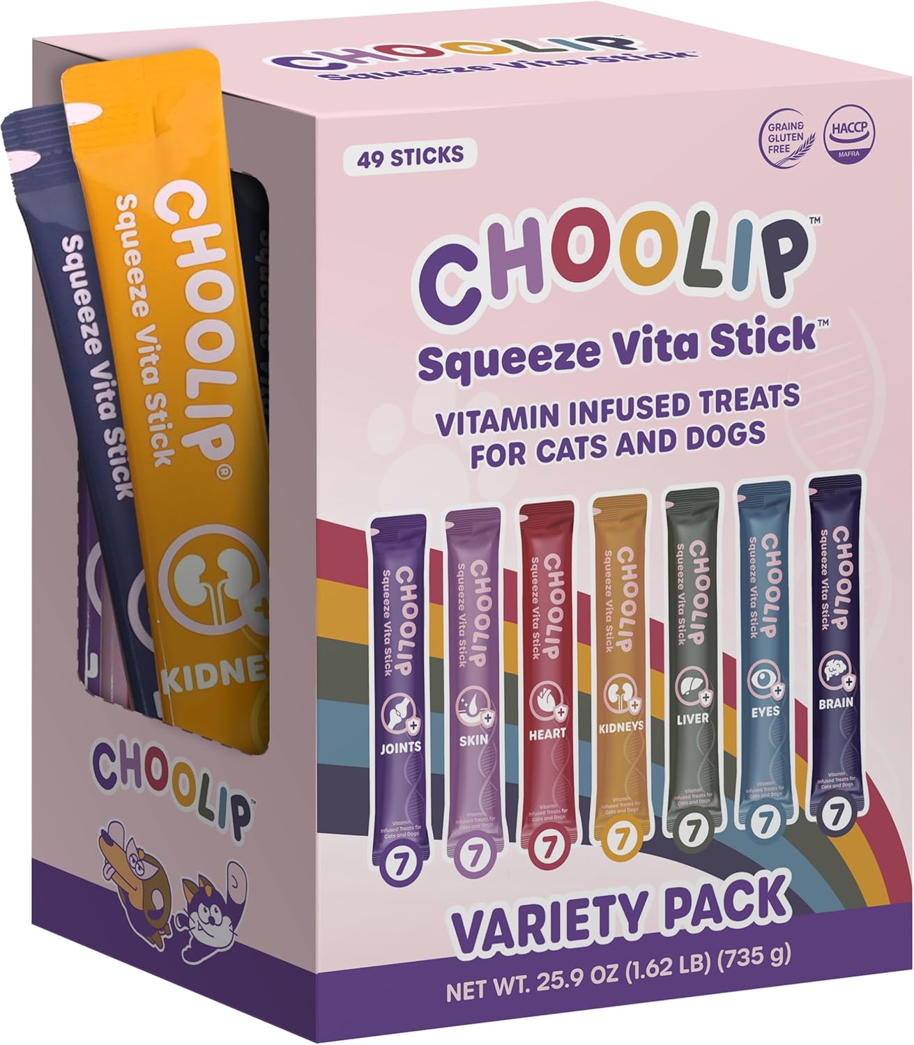 Choolip Bundle | 20pc Jumbo Squeeze Vita Sticks with Essential multivitamins + 49 Variet Pack Squeeze Vita Sticks with Essential multivitamins [Both Products are for Cats & Dogs of All Life Stages]
