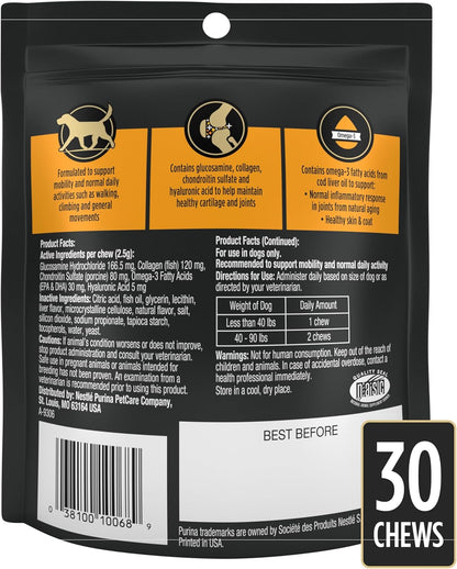 Purina Pro Plan Veterinary Small Breed Dog Joint Care Supplement with Glucosamine, Chondroitin, and Collagen to support Hip and Joint Health – 30ct Pouch