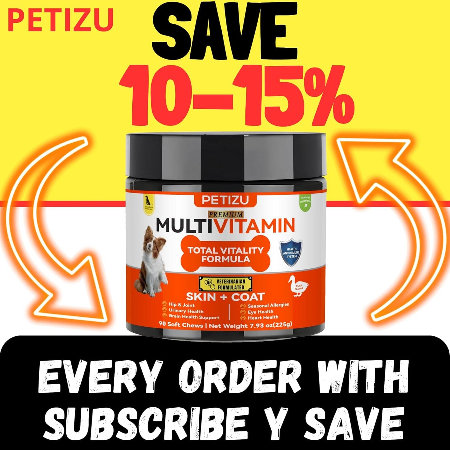 Dog Vitamins Chews- Treats – Glucosamine Chondroitin for Joint Support + Digestive Enzymes & Probiotics – for Small Large Breeds-Vitamins Multivitamin for Skin, Coat & Immune Health