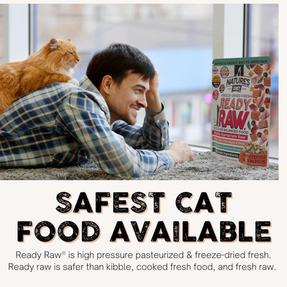 Nature's Diet Ready Raw : Freeze-Dried Raw Cat Food, Chicken, Human Grade, High Pressure Pasteurized (HPP), 96% Meat, Organ, Bone, Safe & Natural, Dry or Wet Feeding
