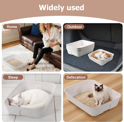 Disposable Cat Litter Box, Sturdy and Durable, Extra Thick, Large Size - 16.2"x12.6"x3.9", Water Resistant and Sustainable, Disposable Litter Boxes for Cats (White, 10-Pack)