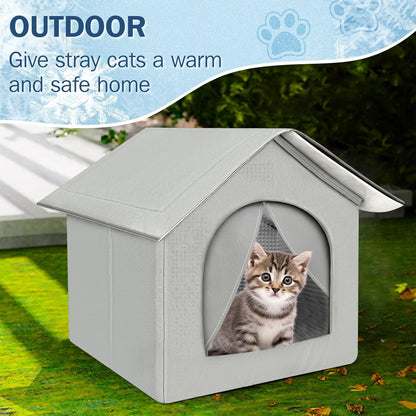 Sturdy Cooling Outdoor Cat House, Weatherproof & Insulated Cat House for Outdoor/Indoor Cats, Waterproof Feral Cat House for Summer, Outside Feral Cat Shelter for Stray Barn, Easy Assembly
