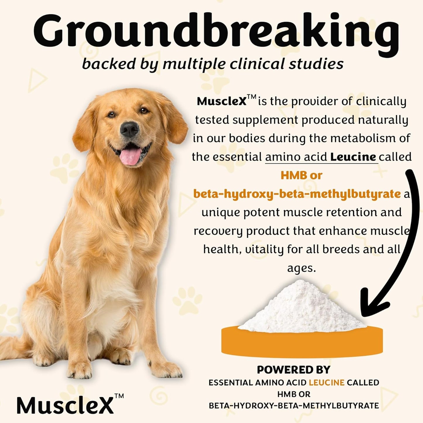 MuscleX™ Canine Muscle Formula Cats & Small Dogs with 300mg CaHMB & Vitamin D3 - Natural Muscl Building Formula-Helps Reduce Muscle Loss Due to Normal Aging & Improves Recovery from Injury(270 Caps)