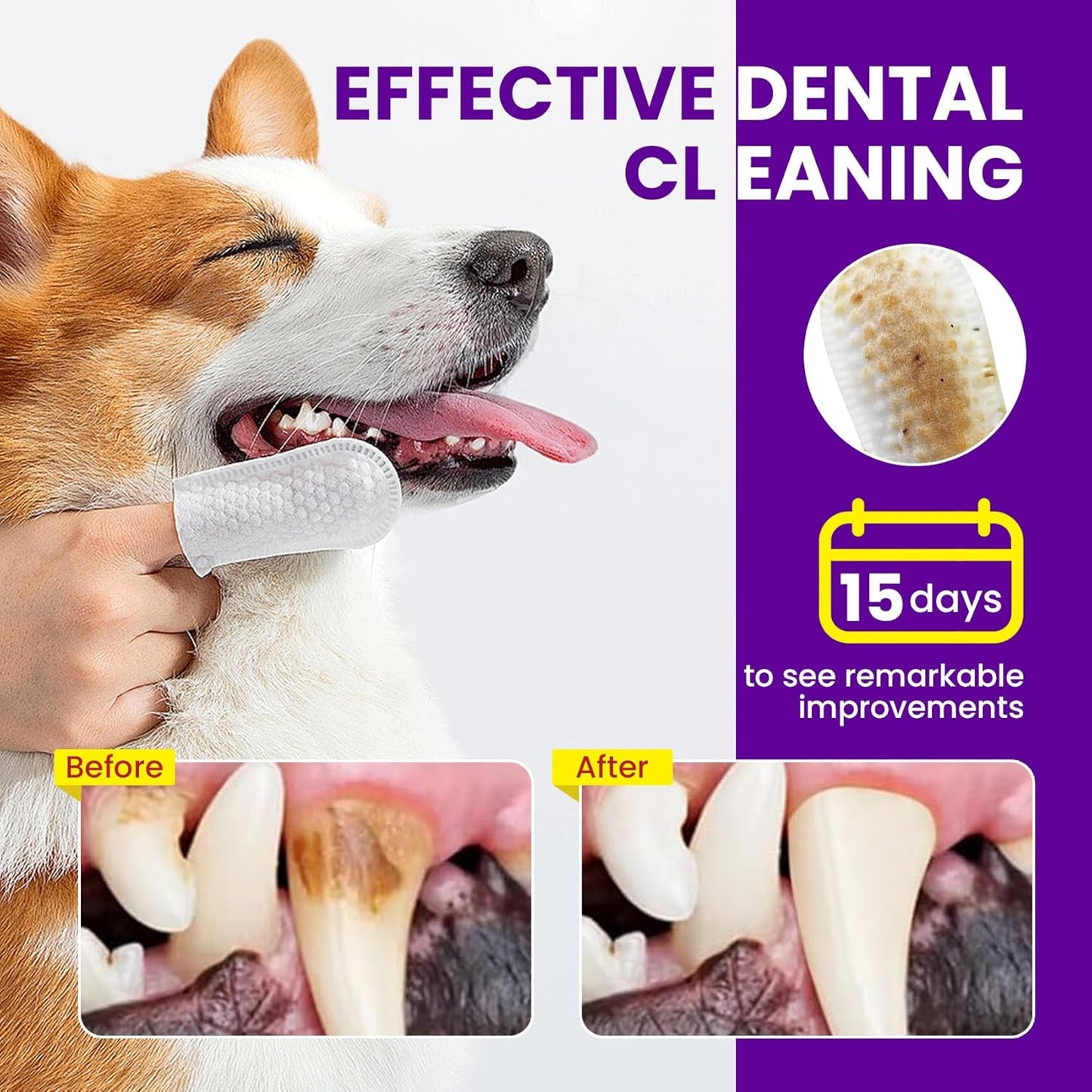 Pet Wipes - 50 pcs, Gentle Oral Care for Dogs & Cats