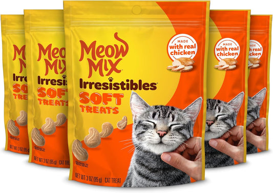 Meow Mix Irresistibles Soft Cat Treats, White Meat Chicken, 3 Ounce (Pack of 5)