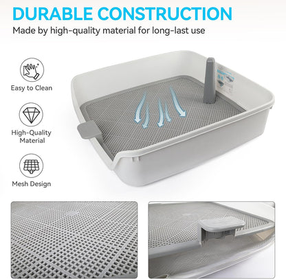 ALL FOR PAWS Dog Pee Pad Holder with Removable Post, 23.6" Indoor Dog Potty Training Tray, Puppy Toilet Litter Box for Small to Medium Sized Dogs