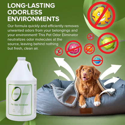 Zero Odor - Pet Odor Eliminator for strong odor, Eliminate Air & Surface Odors – Patented Molecular Technology Best For Carpet, Furniture, Beds Smell Great Again (128 Ounces)