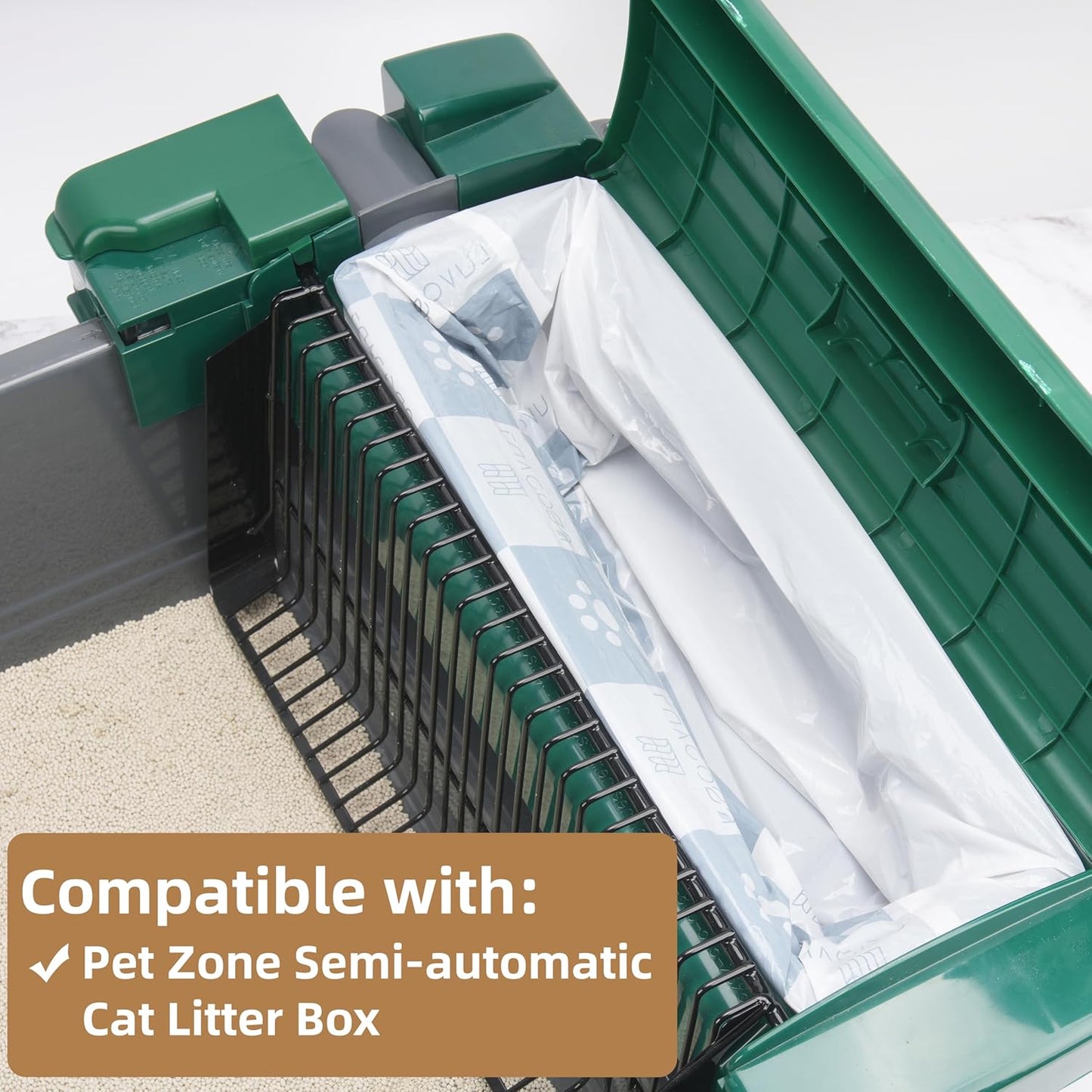 Permanent Waste Receptacle with 40 Liners Compatible with Pet Zone Semi Automatic Cat Litter Box, Sturdy Litter Box with Kitty Litter Bags, No-Touch Litter Box Liners(Machine NOT Included)