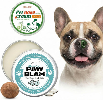 2-in-1 Dog Paw Balm & Nose Cream Set (2.7oz) - Natural Lick-Safe Snout Soother & Wax. Heals Dry Cracked Pads & Hyperkeratosis. Protection for Hot Pavement & Winter Snow. Cat Paw Balm