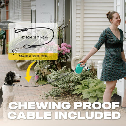 Fida Retractable Dog Leash with Dispenser and Poop Bags, 10 ft Pet Walking Leash for X-Small Dog or Cat up to 18 lbs, Anti-Slip Handle, Tangle Free, Reflective Nylon Tape (XS, Teel)