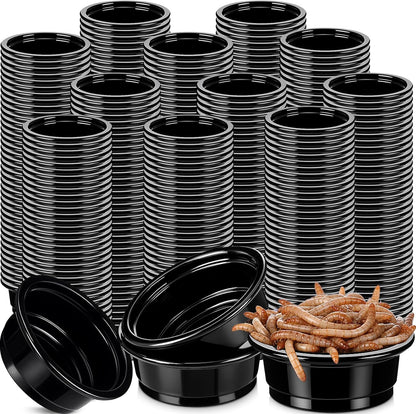 Maxcheck 500 Pcs 0.5 oz Gecko Feeding Cups Small Gecko Food and Water Cups Reptile Feeding Bowls Plastic Bearded Dragon Food Bowl for Lizard Small Pet Ledge Accessories (Black)