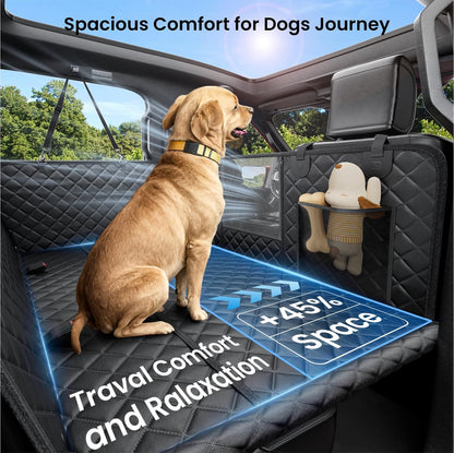 REEVAA Dog Truck Seat Cover for Back Seat, Hard Bottom Dog Hammock for Car, Pet Bed Extender for 2-4 Large Dogs, Waterproof Seat Protector, Universal XL Size Fits for Crew Cab Truck/SUV, Black