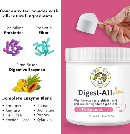 Wholistic Pet Organics Canine Complete & Dog Probiotics Powder - Dog Multivitamins with Prebiotics and Probiotics for Immune System, Digestive Health & Overall Health Support - Promote Daily Wellness