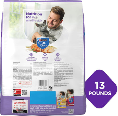 Purina Cat Chow Gentle Sensitive Stomach and Skin Dry Cat Food with Turkey - 13 lb. Bag