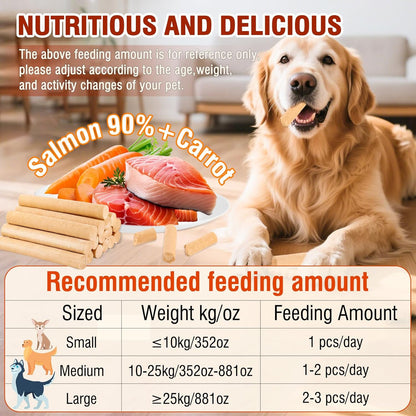 75g Dehydrated Salmon Sticks for Dog,Natural Salmon and Carrots,Easy to Digest and High Protein,for Daily Dog Training and Dental Healthy