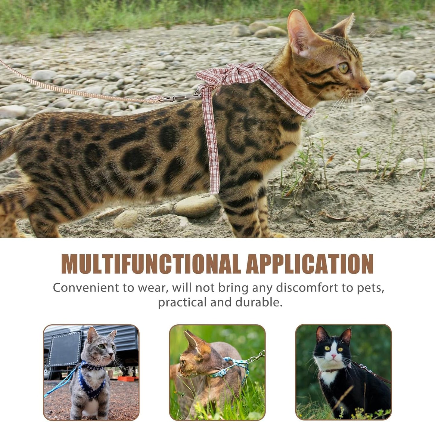 Happyyami Adjustable Cat Harness and Leash Set, No-Escape Soft Pink Vest with 1.0M Traction Rope for Small Cats 3-7 Lbs, Outdoor Walking and Control Pet Supplies