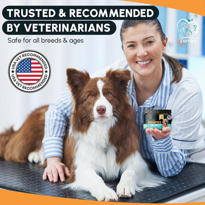Dog Probiotics and Enzymes for Digestive Health, Gut Support, Gas & Seasonal Allergies – All Natural, Powerful Vet-Recommended Multi Strain Probiotics for Dogs – 60 Scoops