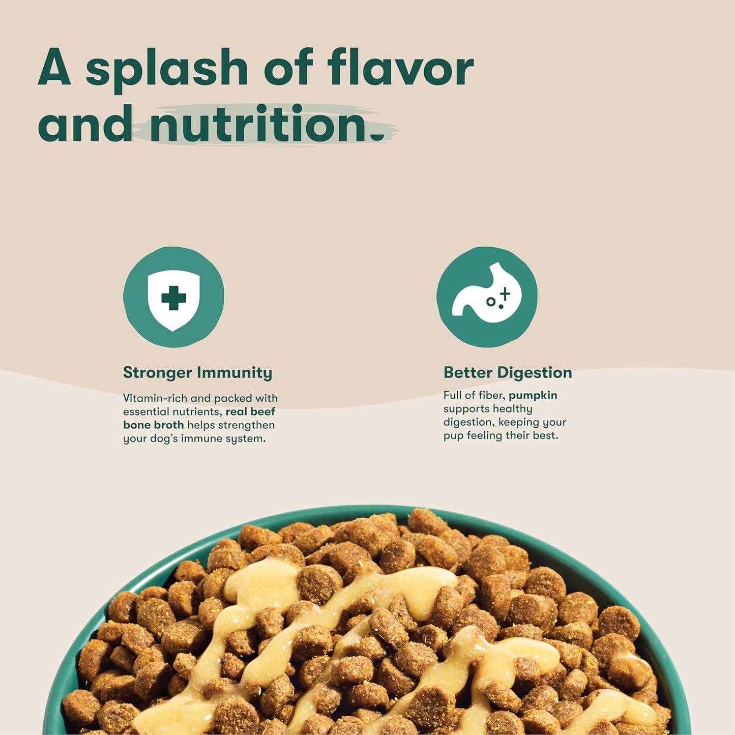 Jinx Kibble Sauce for Dogs - Premium Dog Food Kibble Topper Sauce & Flavor Booster Made with Beef Bone Broth - All-Natural Ingredients, No Additives or Fillers - 12 Oz