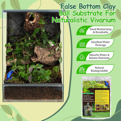 Riare 10LBS Expanded Clay Balls Terrarium Substrate for Reptiles - 100% Organic Lightweight Clay Pebbles Substrate Frogs False Bottom Substrate, Bioactive Terrarium Substrate for Drainage and Moisture