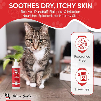 Warren London Cat Hydrating Butter | Unscented Leave-in Conditioner Lotion for Soft, Shiny Fur | Deep Moisture & Detangling for All Breeds