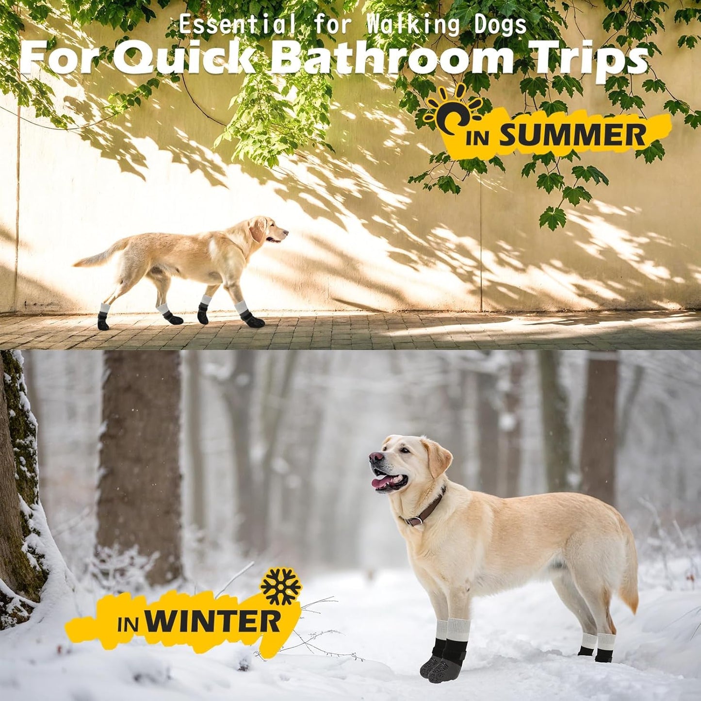 EXPAWLORER Anti Slip Dog Socks to Prevent Licking Paws, Dog Shoes for Cold Winter Snow, Dog Booties for Hardwood Floors, Dog Boots & Paw Protectors with Grippers for Small Medium Large Senior Dogs M