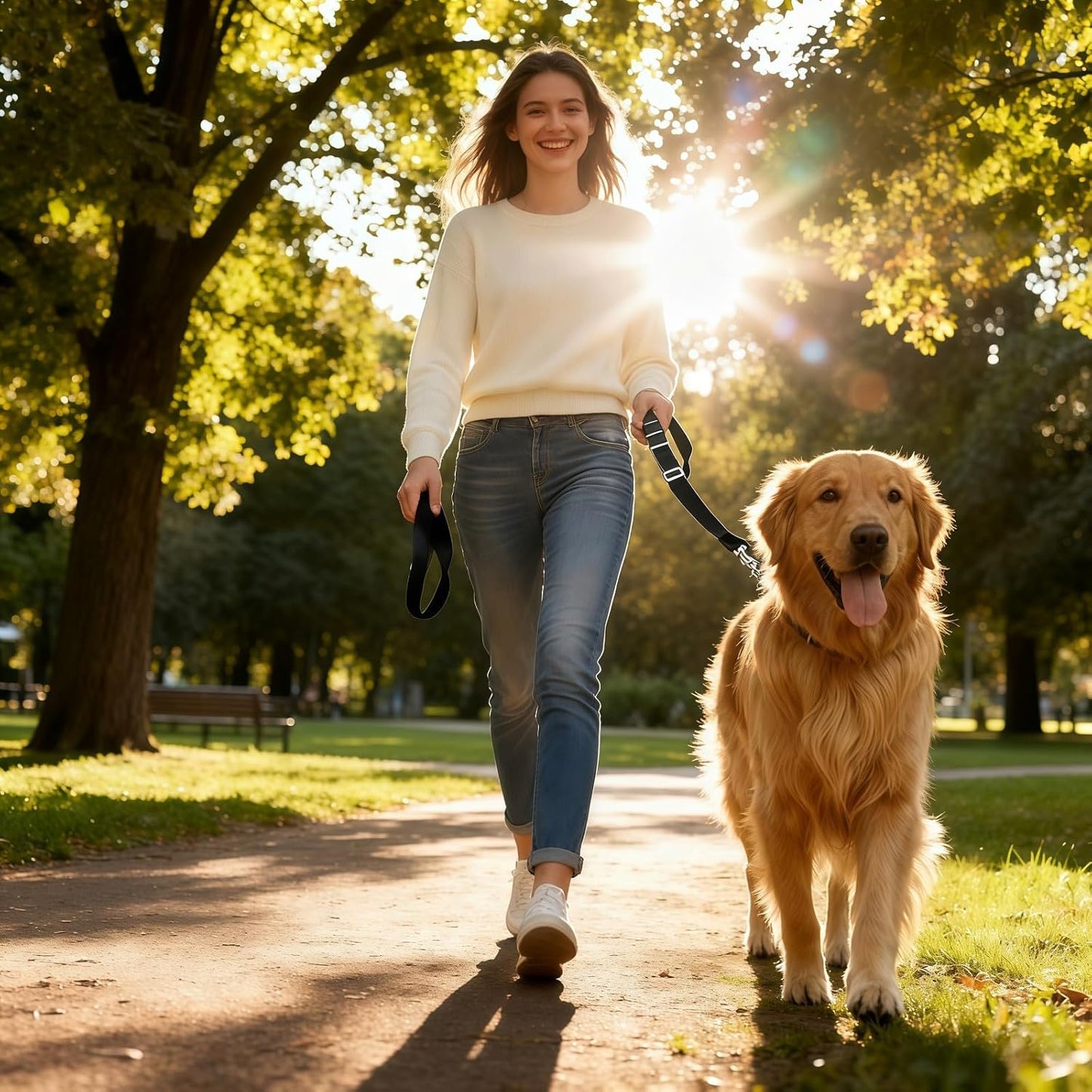 2-in-1 Car Seat Belt for Dogs, Headrest Dog Safety Harness & Leash - Adjustable Nylon Vehicle Pet Restraint, Tangle-Free Travel Solution for Small to Medium Dogs, 2-Pack
