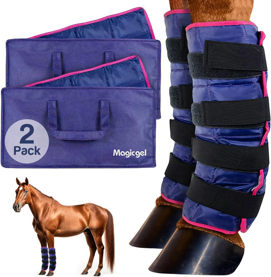 Magic Gel Horse Ice Pack with Carry Case - Twin Ice Boots | Cooling Horse Leg Wraps for Hock, Ankle, Knee, Legs, Boots, and Hooves | Horse Tack, Horse Supplies & Horse Gift Ideas for Horse Lovers