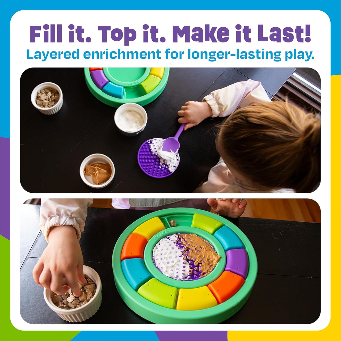 Brightkins Color Wheel Treat Puzzle & Lick Mat,Outdoor Puzzle Board, Interactive Dog Toys, Dog Birthday, Enrichment Slow Feeder Bowls, Puppy Teething and Chewing, Stimulating Automatic Feeder