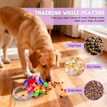 Snuffle Ball with Handle, Tug of War Rope Toys for Small Medium Dogs, Interactive Dog Toys Puppy Training Pull Toy for Exercise & Interactive Play Games (Red)