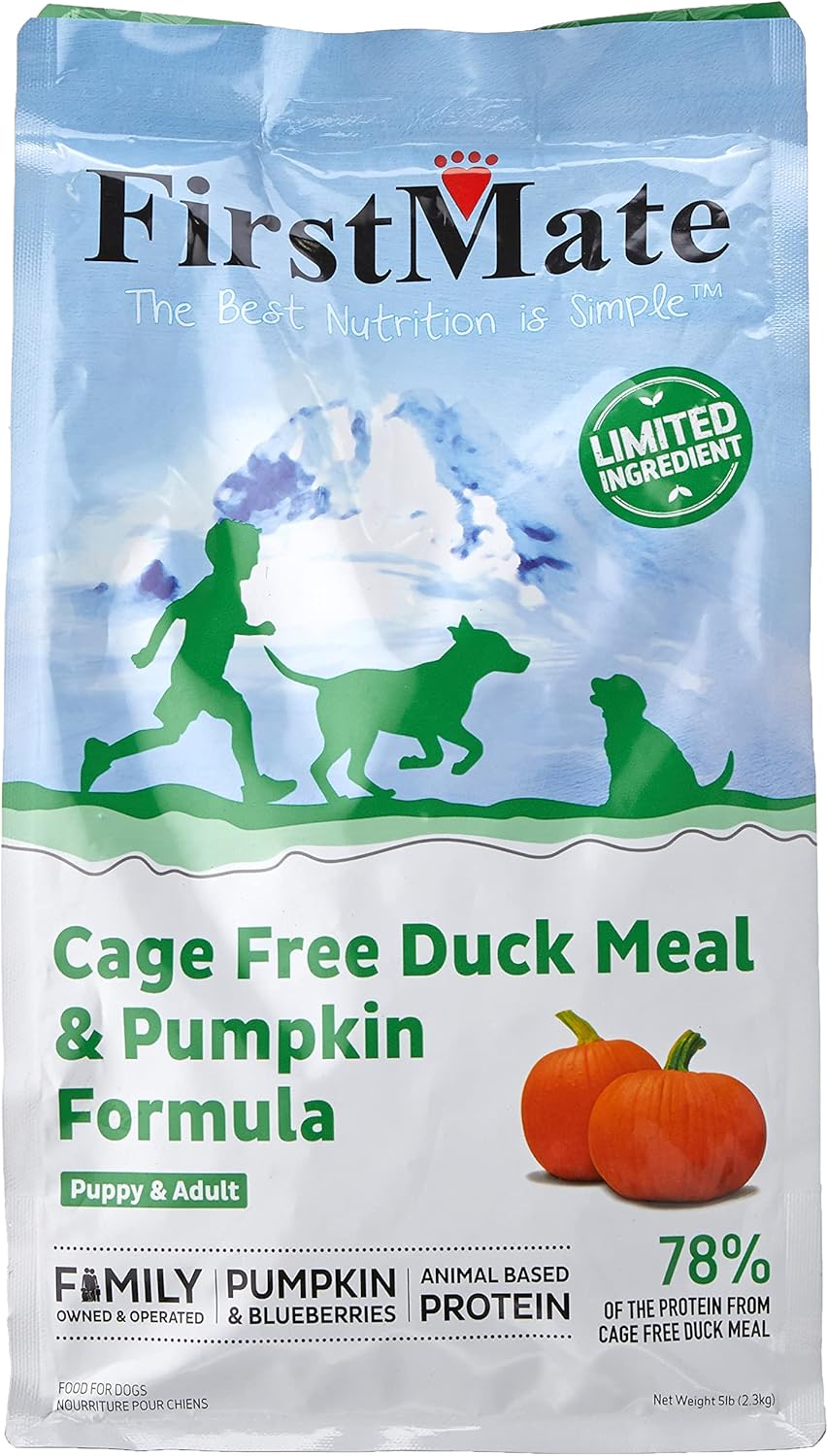 Firstmate, Limited Ingredient Cage-Free Duck Meal & Pumpkin Formula Dry Dog Food, 5 lb