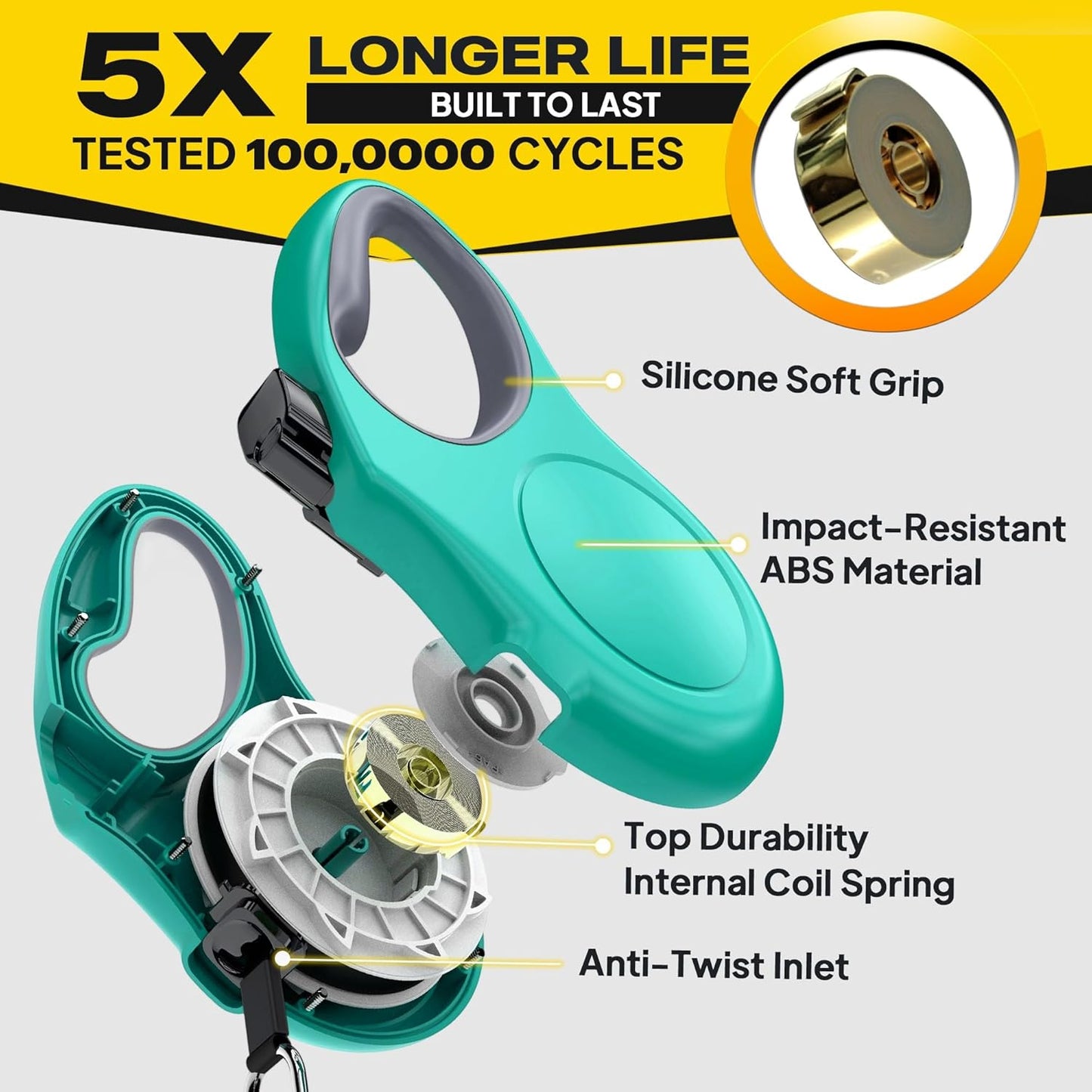 Fida Retractable Dog Leash with Dispenser and Poop Bags, 10 ft Pet Walking Leash for X-Small Dog or Cat up to 18 lbs, Anti-Slip Handle, Tangle Free, Reflective Nylon Tape (XS, Teel)