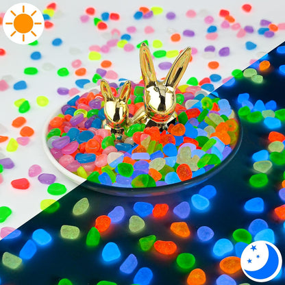 400pcs Glow in The Dark Rocks for Outdoor Garden & Aquarium – Luminous Stones for Landscaping, Pathway, Patio, Driveway, Walkway, Fish Tank, Plant Pots(Multicolor)