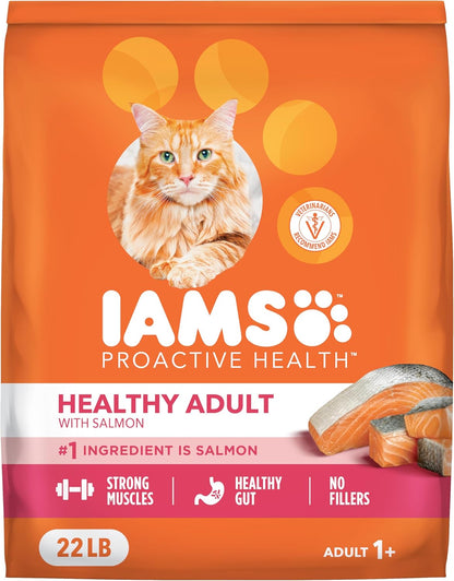 IAMS Proactive Health Healthy Adult Dry Cat Food with Real Salmon, 22 lb. Bag