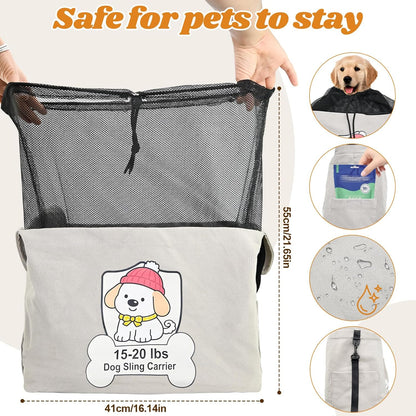 Dog Sling Carrier for 15-20lbs Fits French Bulldog, Westie, Golden Retriever Puppies, Corgi – Hands-Free Outdoor Carrier with Adjustable Oxford Strap, Hard Bottom Panel with Soft Cushion