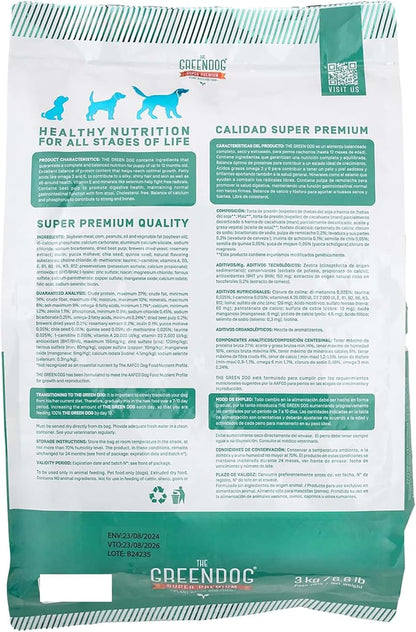 The Green Dog: Super Premium - Puppies - 6.6 Lb Bag Dog Food - Plant Based Protein, Vegan Dry Pet Kibble, Gluten Free, Complete Nutrition