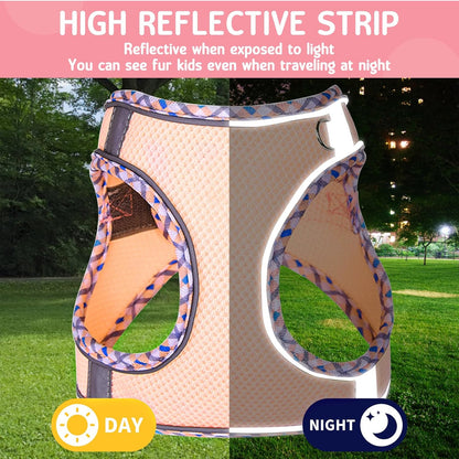 Cat Harness and Leash Set - Breathable Mesh Vest with Reflective Strips, Escape-Proof Harness with No-Choke Design Secure Lock Buckles for Kittens or Puppies, XXS Pink(Fits 1-4 lbs Kittens)