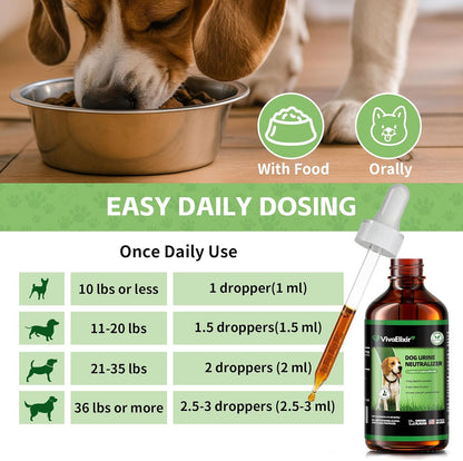 Dog Urine Neutralizer for Lawn -Methionine, Probiotics & Enzymes- - Helps Reduce Lawn Burn from Dog Urine, Supports Digestive and Urinary Health -Veterinarian Recommended- 60ml