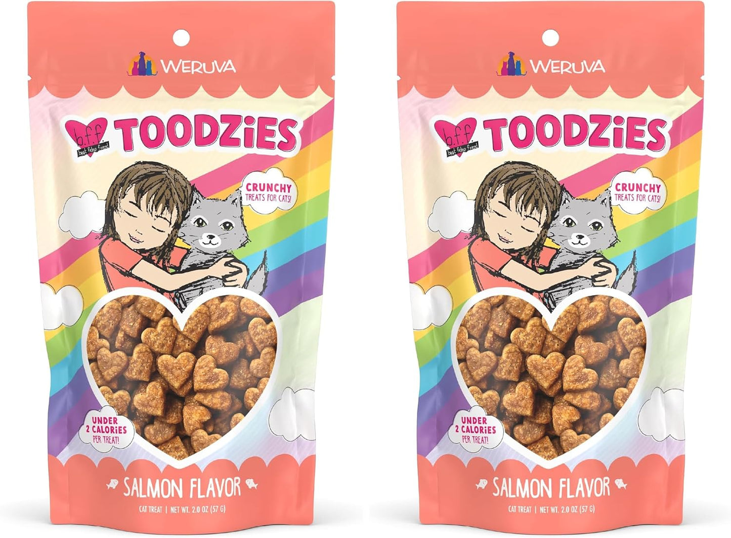 Weruva BFF Toodzies, Salmon Crunchy Cat Treats, 2oz Bag (Pack of 2)